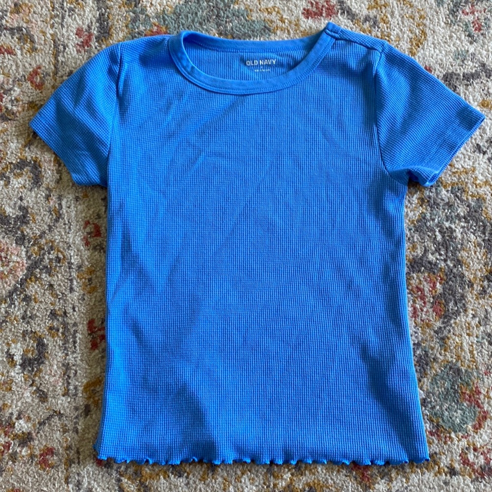 Bright Blue Waffle Knit  tee - old navy size small